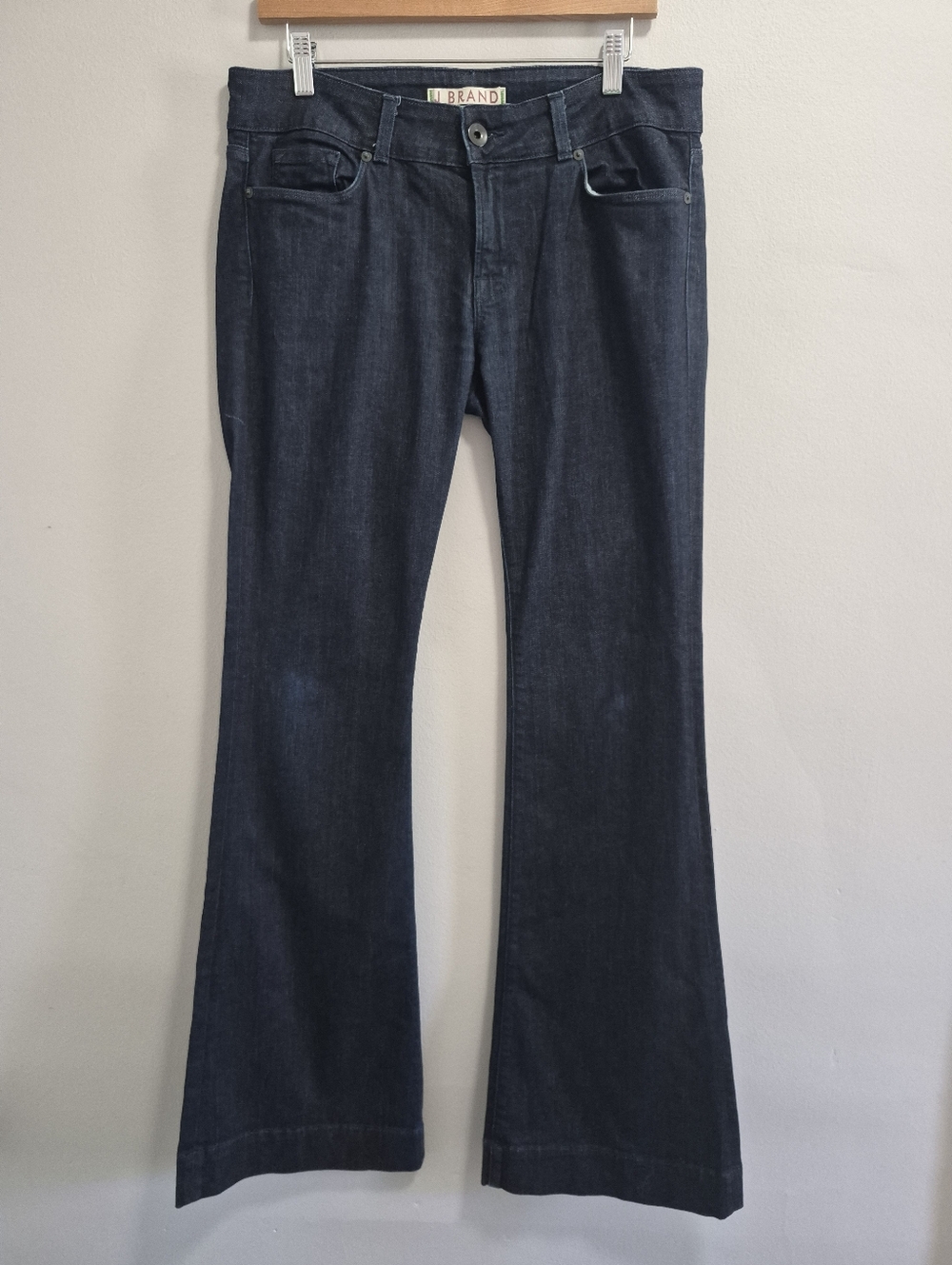 J. Brand Love Story Dark Eclipse Wash Bell Bottom Low Rise Jeans Size 31 Tall